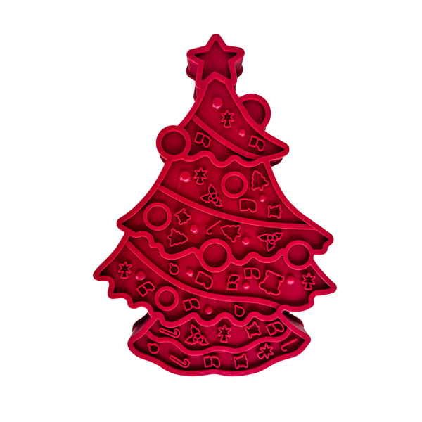 2 in 1 Christmas Tree Slow Feeder + Lick Mat | Red