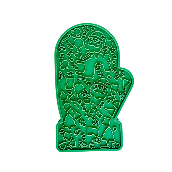 2 in 1 Christmas Mitten Slow Feeder + Lick Mat | Green