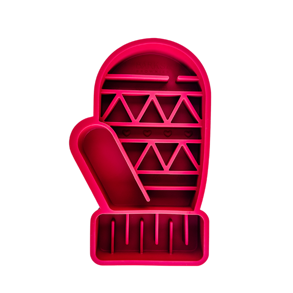 2 in 1 Christmas Mitten Slow Feeder + Lick Mat | Red