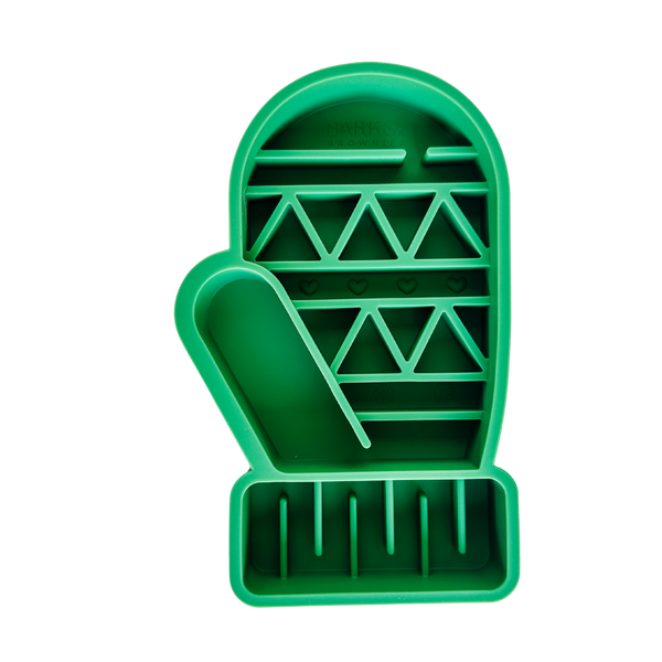 2 in 1 Christmas Mitten Slow Feeder + Lick Mat | Green