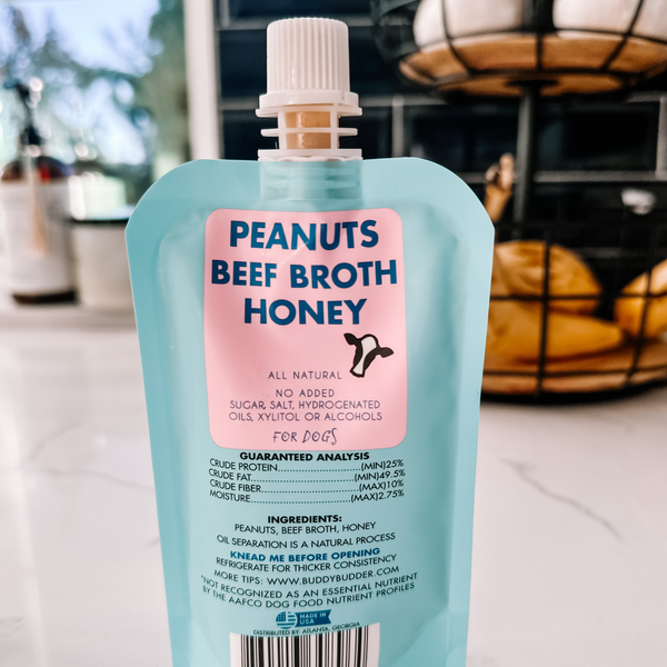 100% all natural dog peanut butter, Made in USA, Beef Broth