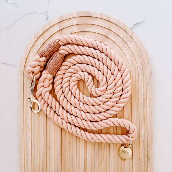 Cotton Rope Dog Leash  - Peach